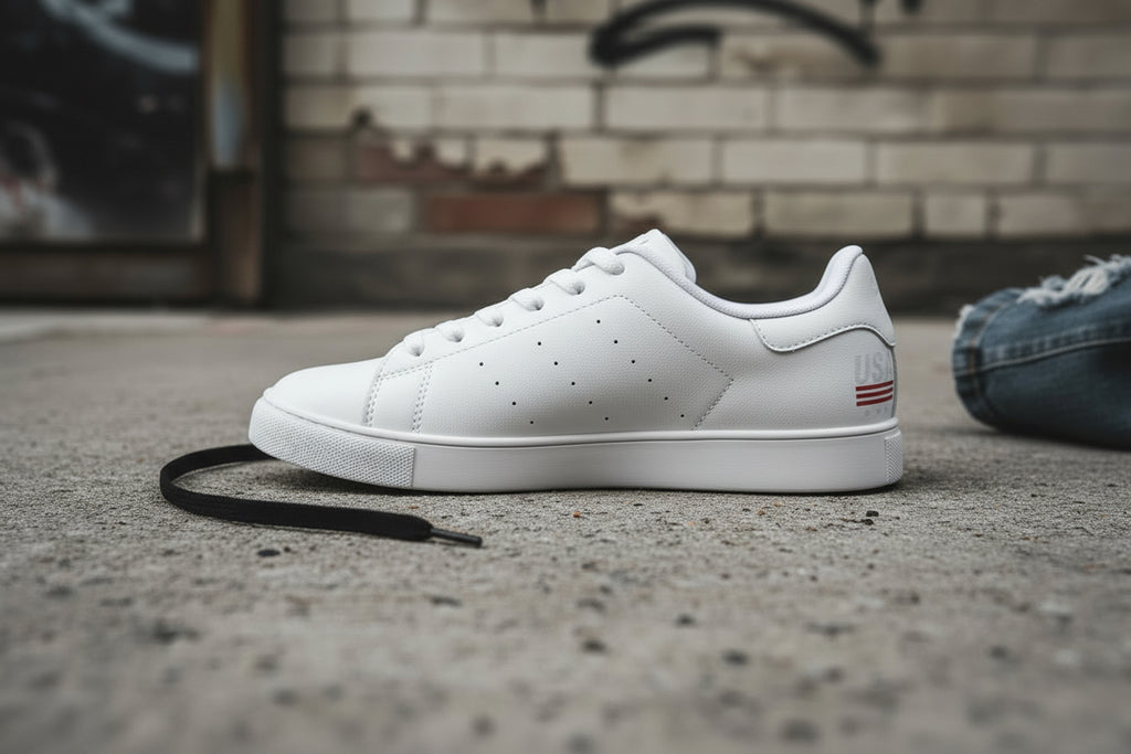 Men's Low-Top Leather Sneakers — Classic White Casual Trainers