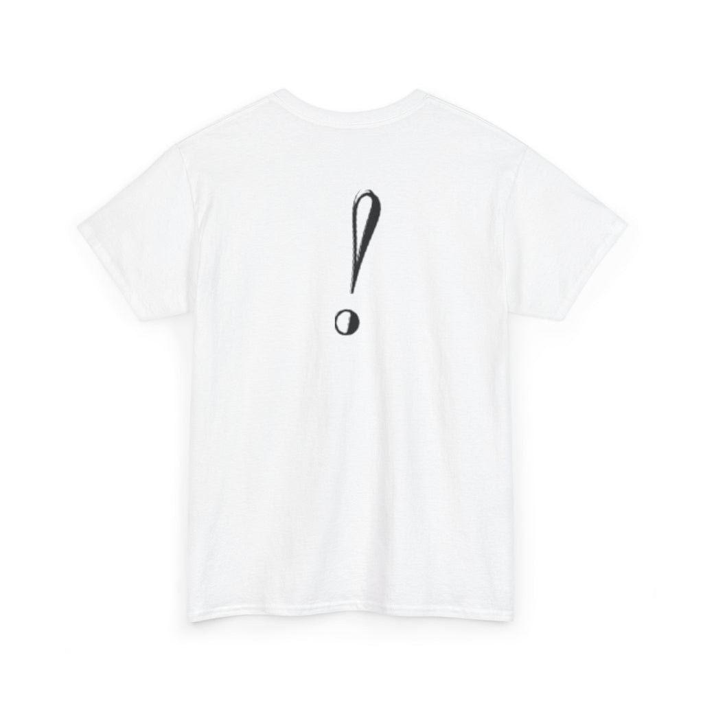 Unisex Heavy Cotton Tee with Bold Exclamation Mark Design - Casual Statement Shirt