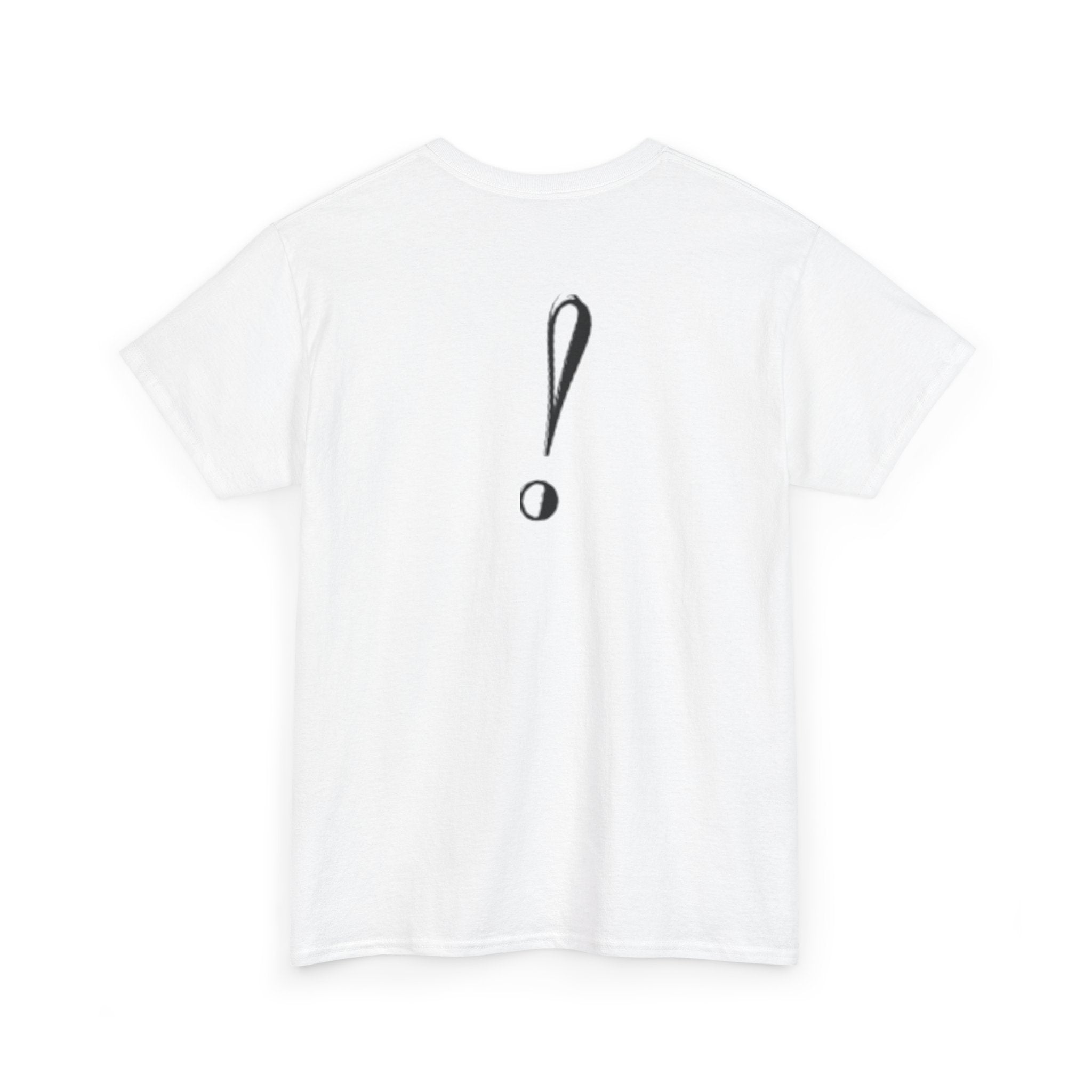 Unisex Heavy Cotton Tee with Bold Exclamation Mark Design - Casual Statement Shirt