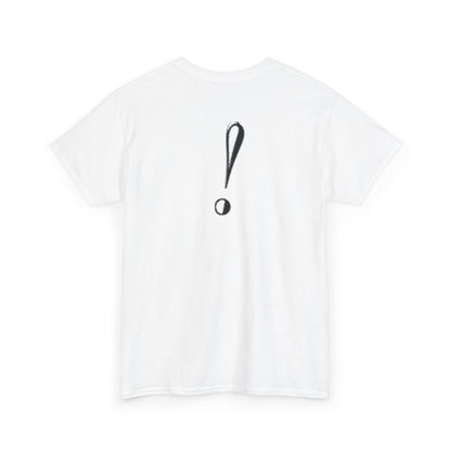 Unisex Heavy Cotton Tee with Bold Exclamation Mark Design - Casual Statement Shirt