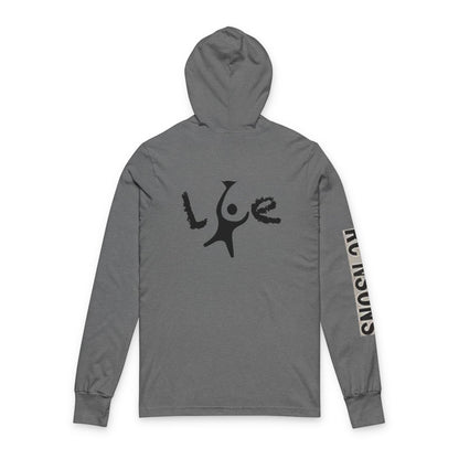 Unisex Love Graphic Hooded Long Sleeve Tee, Casual Hoodie, Gift for Him/Her, Everyday Wear, Outdoor Activities, Winter Layer Printify