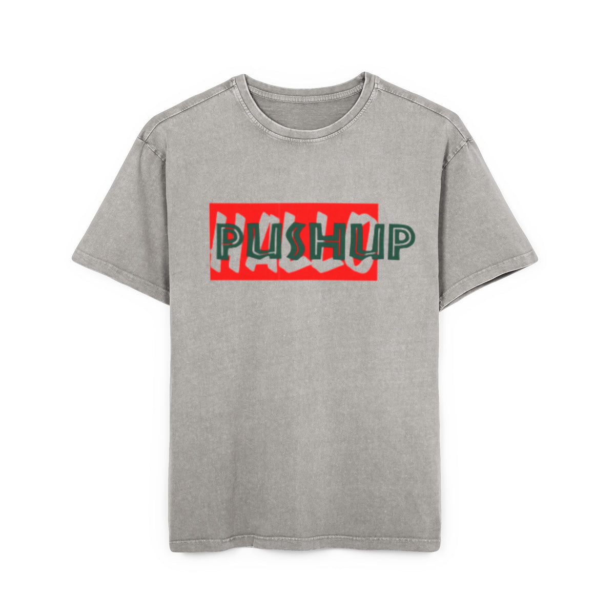 Men's Acid Washed Oversized Tee - Trendy 'Push Up' Graphic Shirt