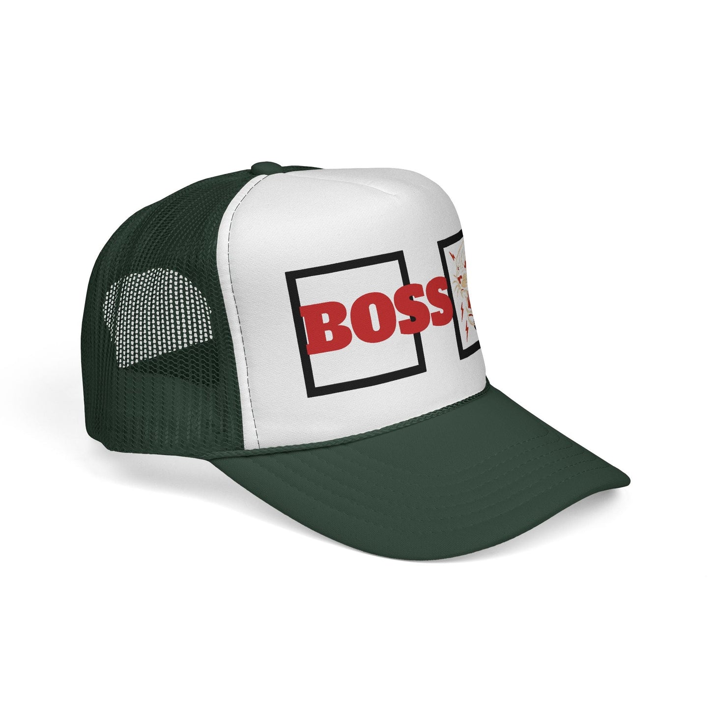 Bold Boss Trucker Cap - Eye-Catching Statement Hat for Leaders, Cool Gifts for Him & Her, Fun Outdoor Style, 'Boss' Design Printify