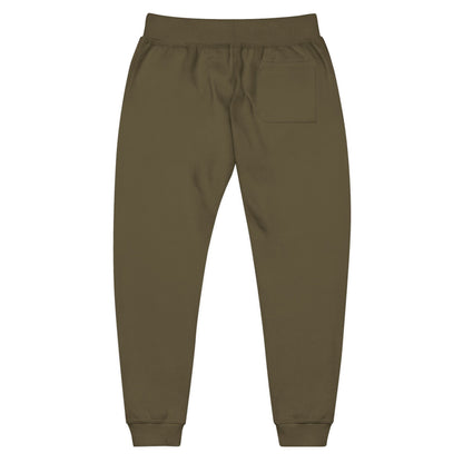 Embroidered Olive Fleece Sweatpants — Sequin Patch Joggers