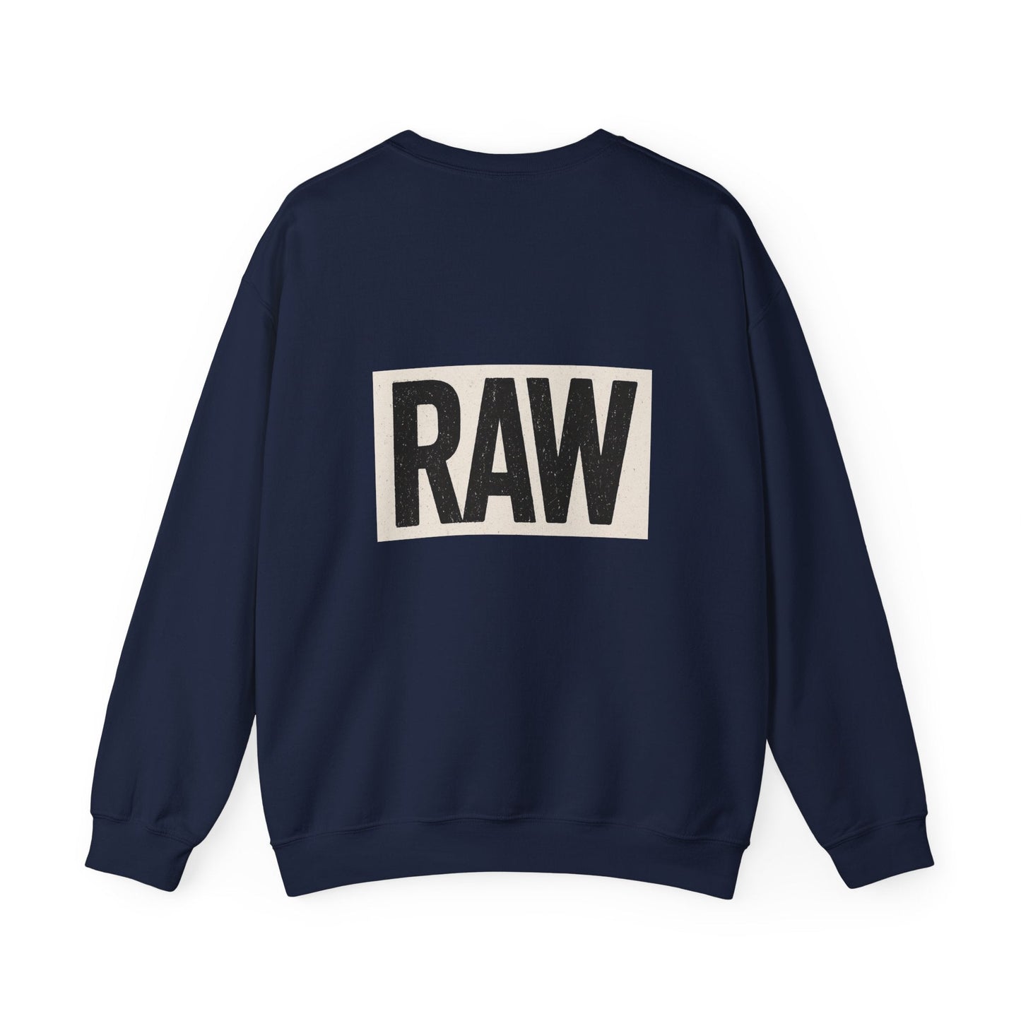 Stylish RAW Graphic Crewneck Sweatshirt, Unisex Casual Wear, Cozy Winter Layer, Trendy Streetwear, Perfect Gift for Him/Her Printify