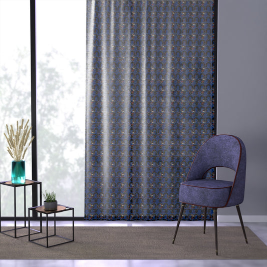 Elegant Blue Pattern Window Curtain, Living Room Decor, Boho Chic, Light Filtering, Bedroom Drapes, Home Accessories Printify
