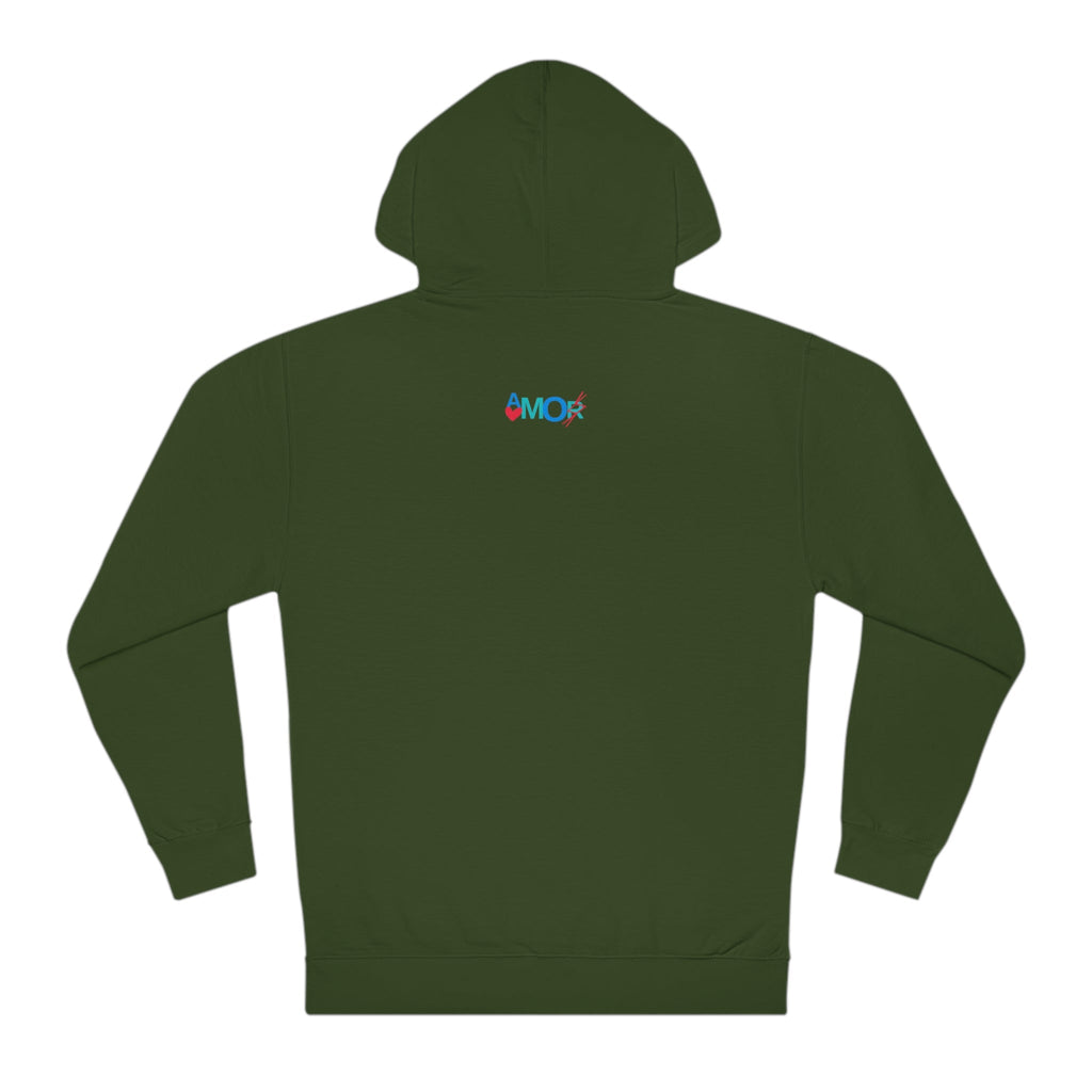 AMORX Unisex Hooded Sweatshirt - Cool and Edgy Love Typography Design Printify