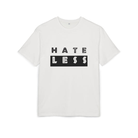 Hate Less Unisex Heavy Oversize Tee - Casual Statement Shirt for Positive Vibes