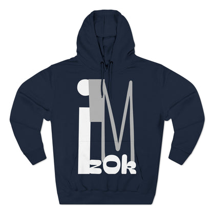 Hoodie with 'I'M zOk' Design - Three-Panel Fleece