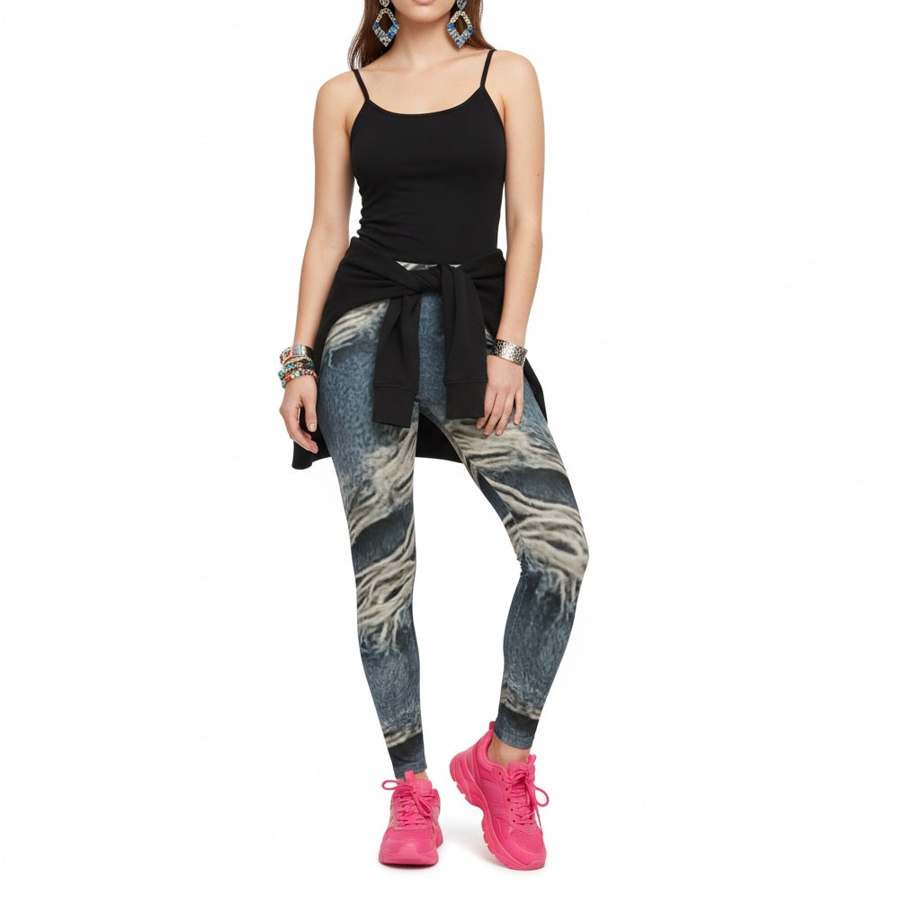 Trendy Distressed Denim Leggings for Women, Casual Outfits, Everyday Wear, Athleisure Style, Gifts for Fashion Lovers Printify