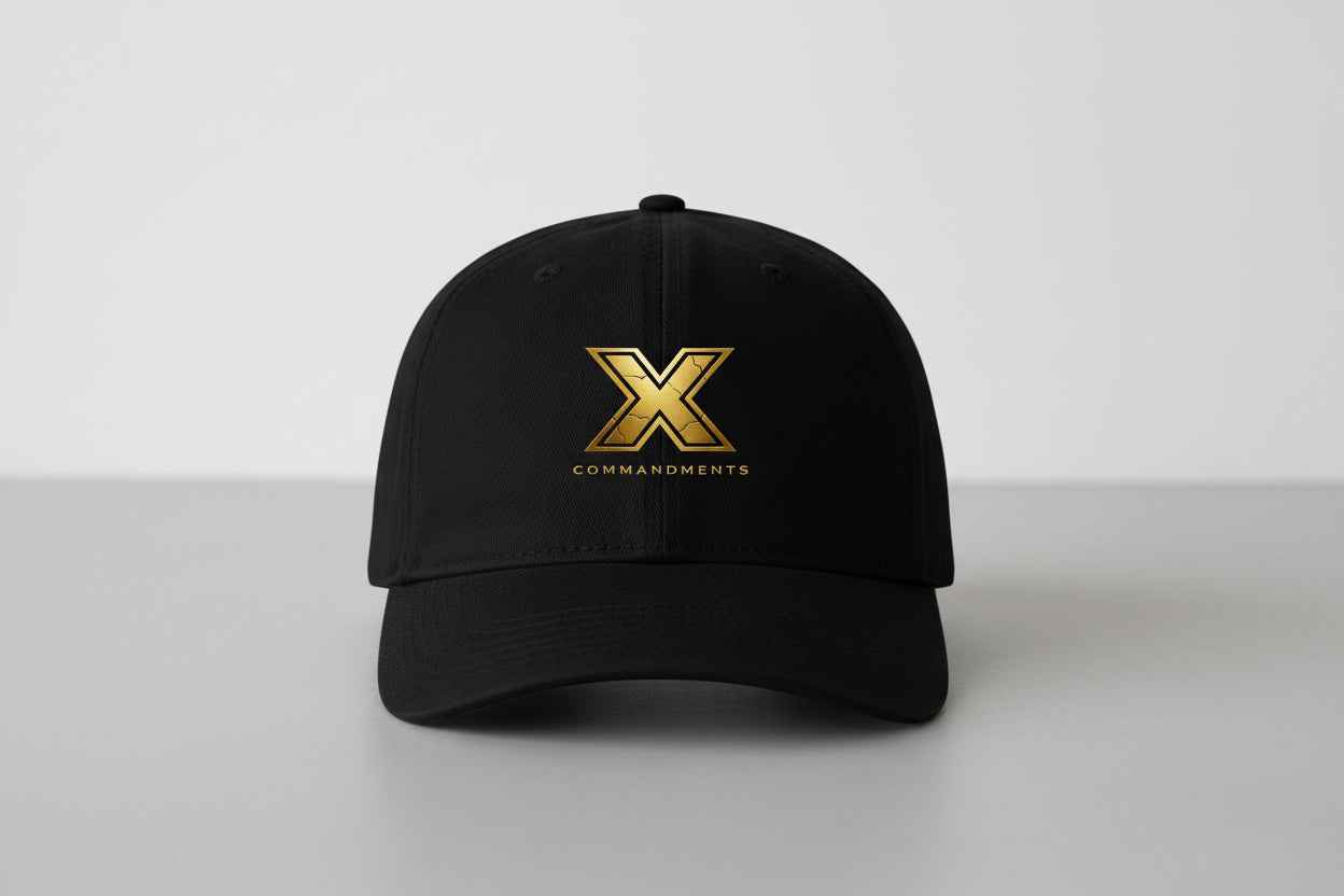 X Commandments Baseball Cap — Gold Emblem Dad Hat