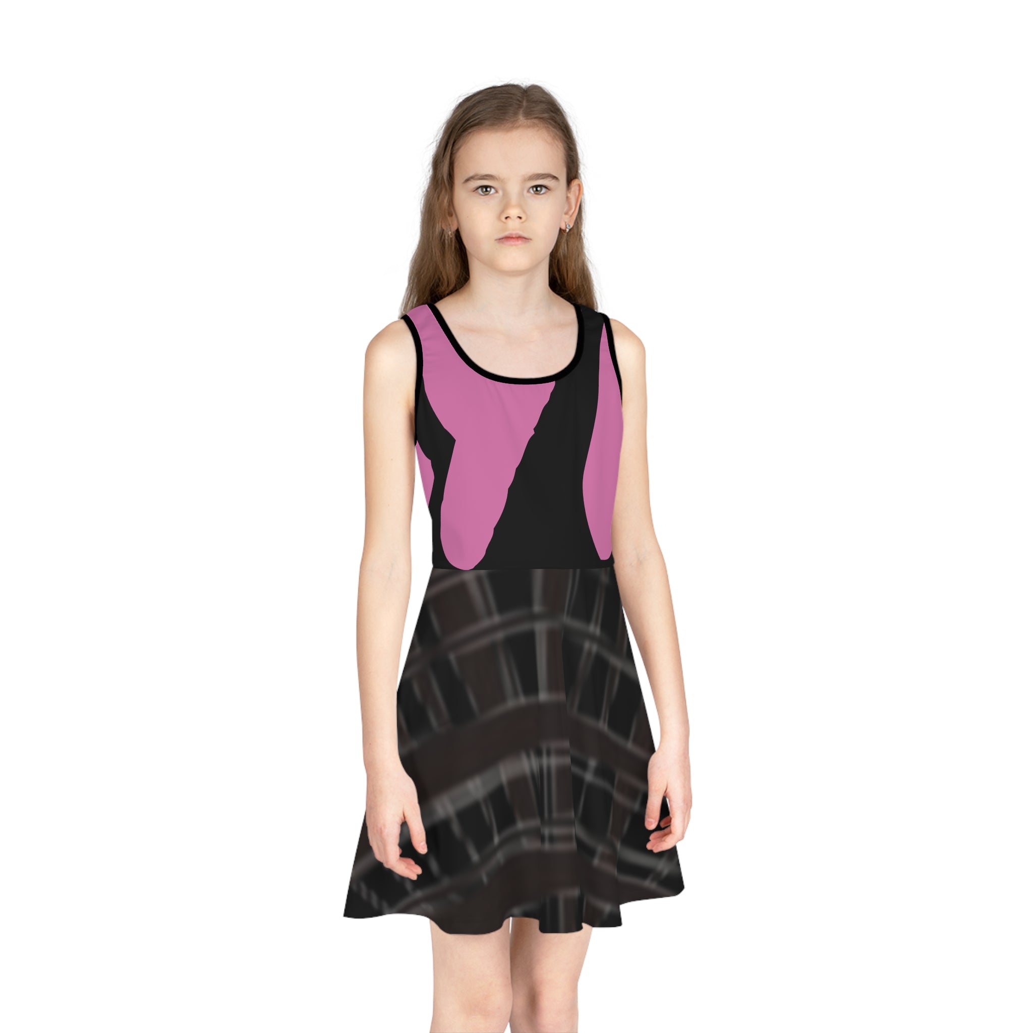 Stylish Girls' Sleeveless Sundress with Bold Pink Design