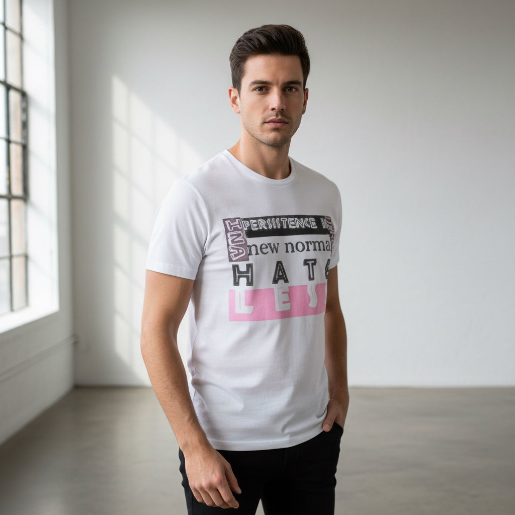 Unisex Heavy Cotton Tee - "HATE LESS" Graphic T-Shirt for Positive Change