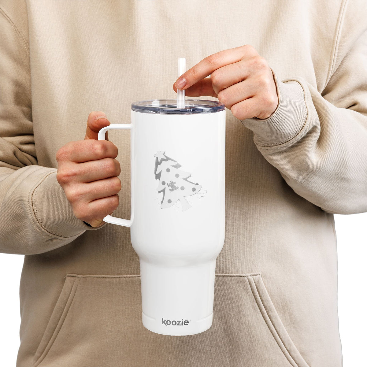 Tumbler with Lid, 40oz - 'Hello Santa' Engraved Design Printify