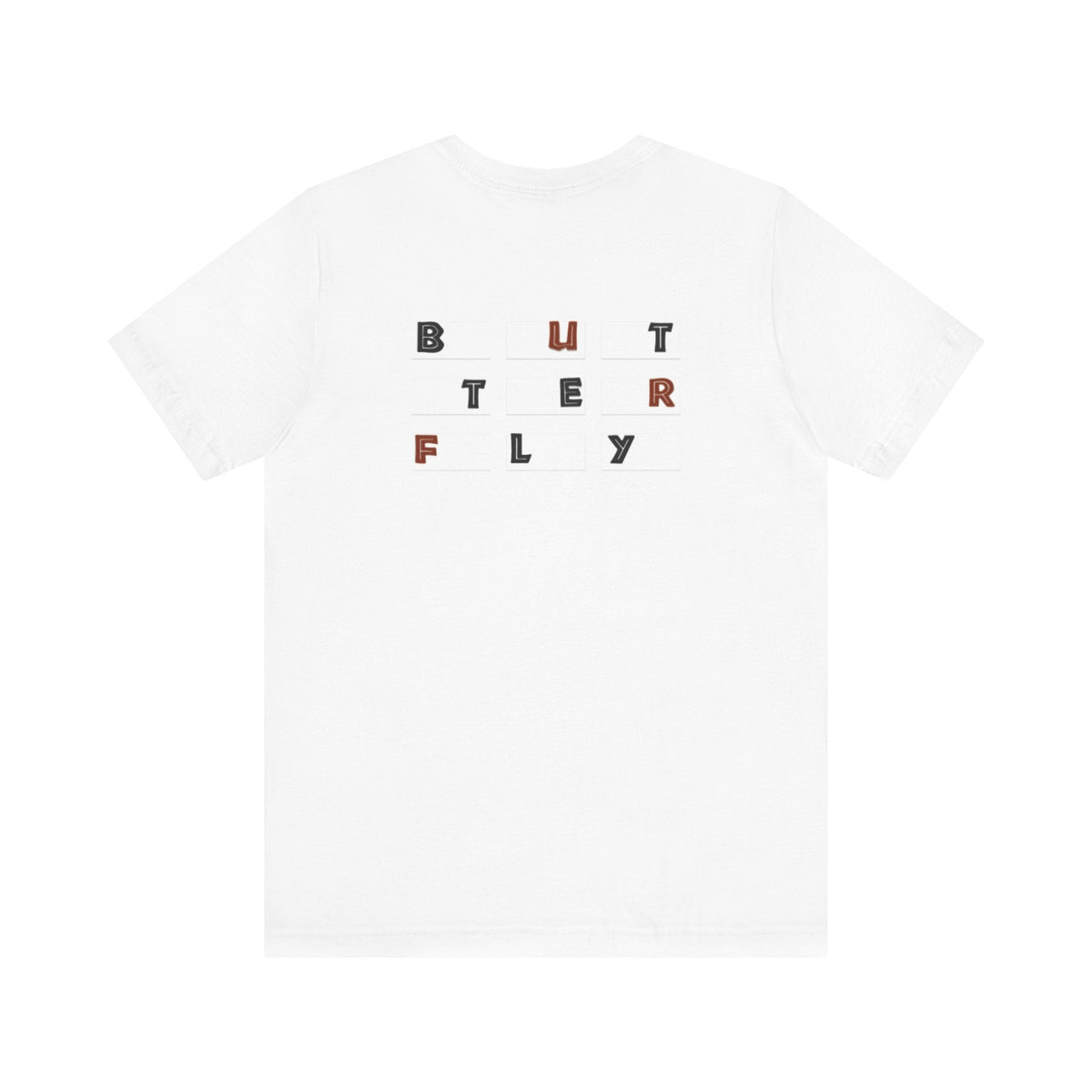 Butterfly Text Unisex Tee, Stylish Graphic Shirt, Casual Wear, Perfect Gift for Nature Lovers, Comfortable Everyday Top Printify