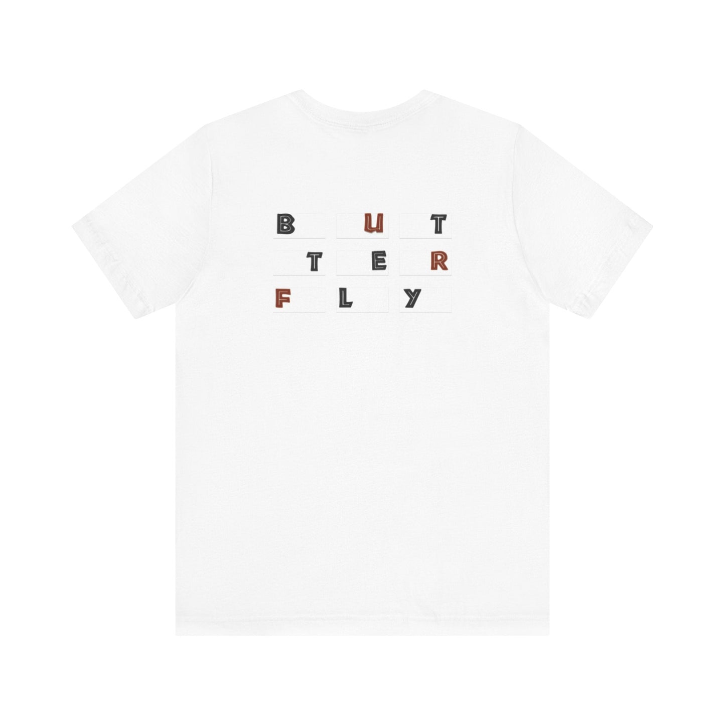 Butterfly Text Unisex Tee, Stylish Graphic Shirt, Casual Wear, Perfect Gift for Nature Lovers, Comfortable Everyday Top Printify