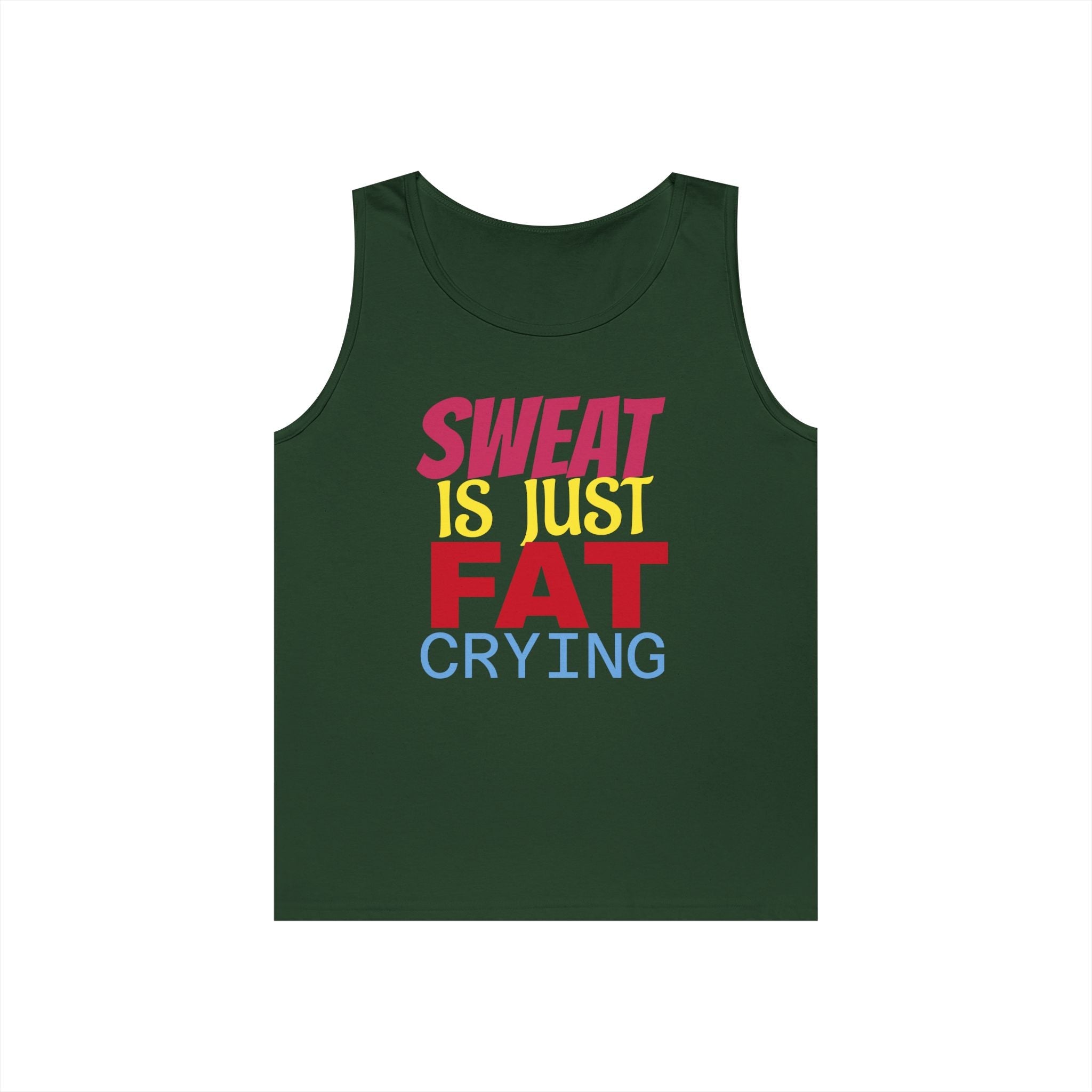 Sweat is Just Fat Crying Tank Top, Motivational Gym Shirt, Fitness Apparel, Unisex Workout Top, Summer Activewear, Gift for Fitness [...] Printify