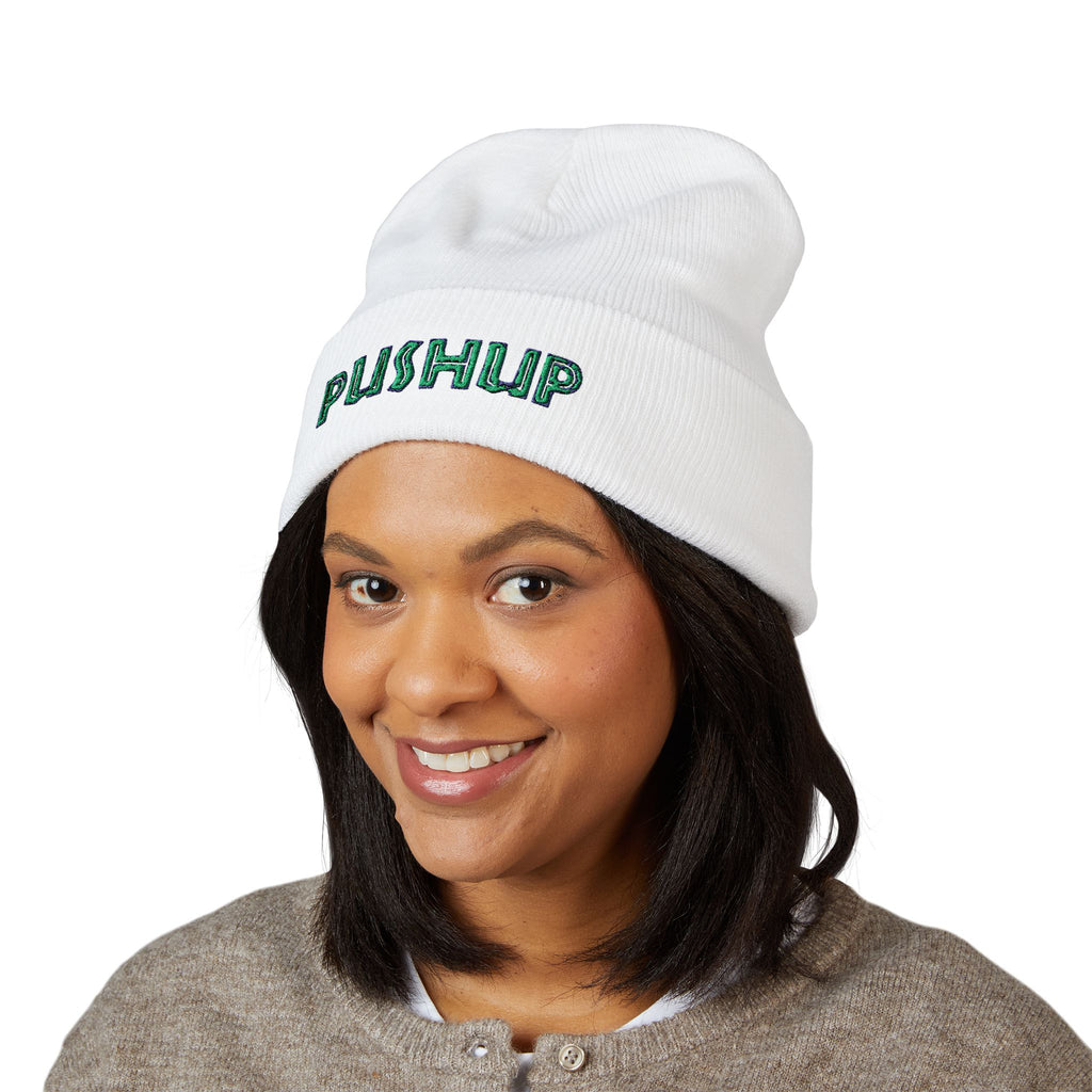 Embroidered Pushup Cuffed Beanie - Stylish Winter Accessory