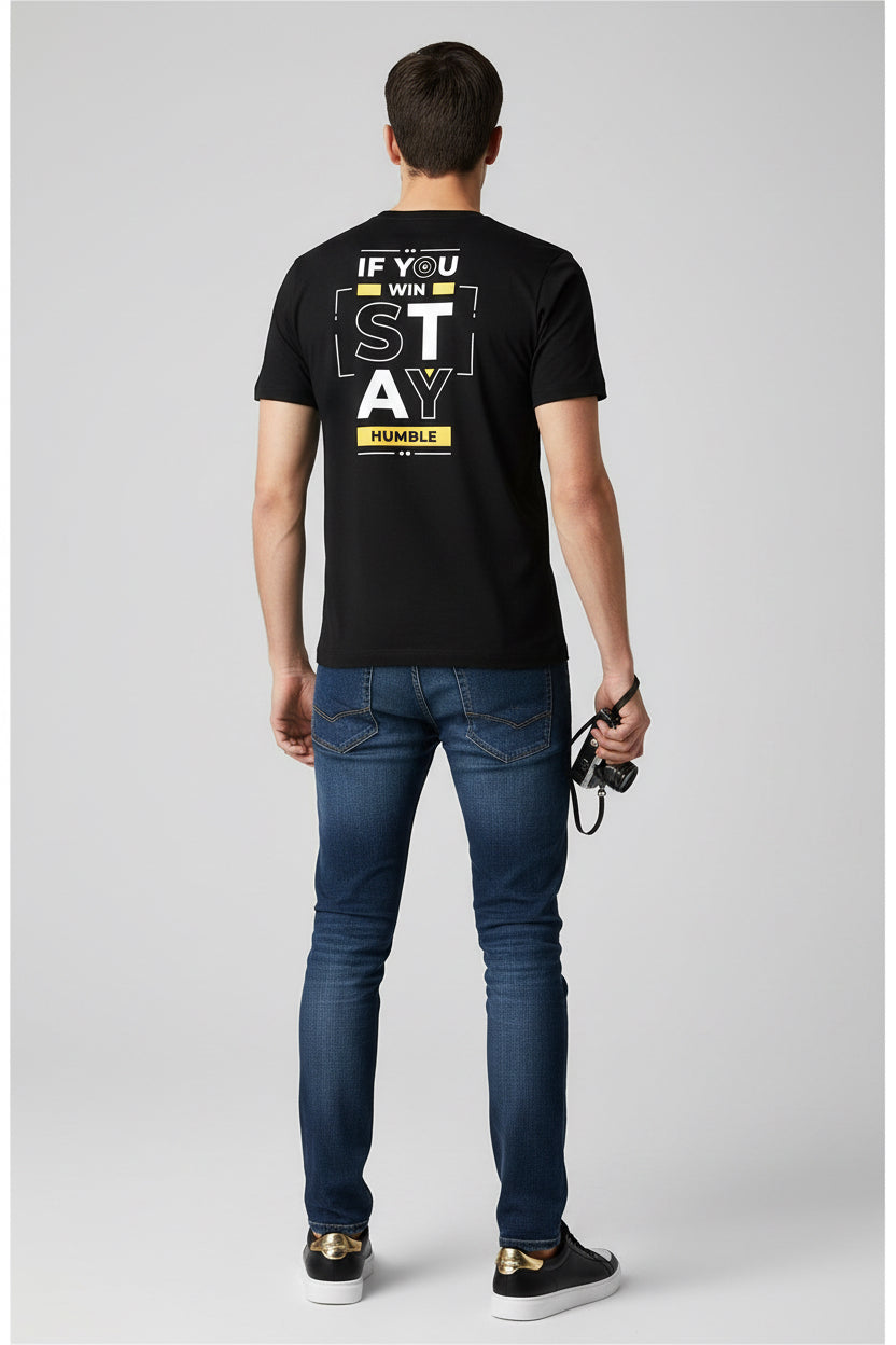 Humble Minimalist Tee — Yellow Box Logo Cotton T-Shirt