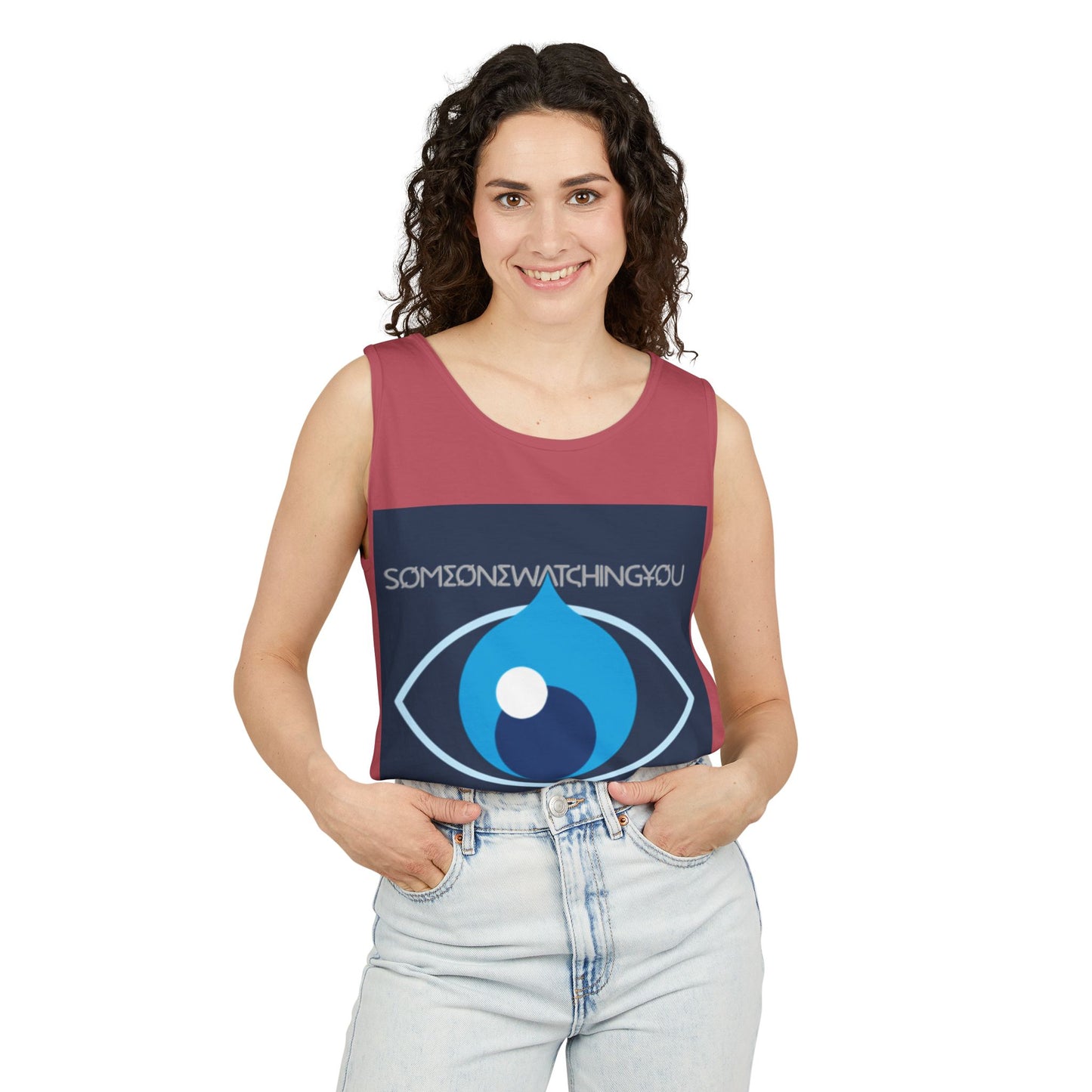 Tank Top Watching You Unisex Garment-Dyed