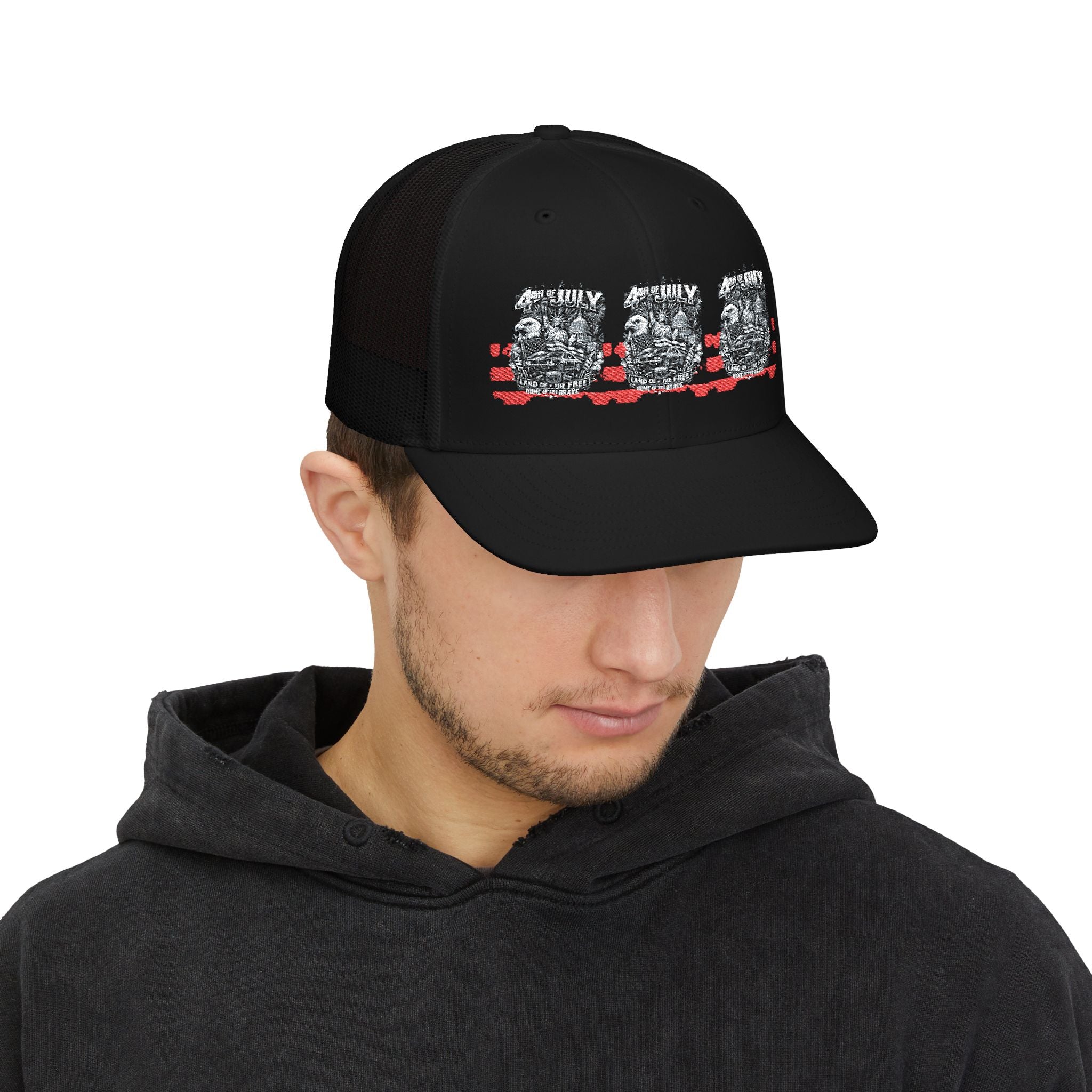 Trucker Cap - Sequin Mason Jar Trio on Stripes