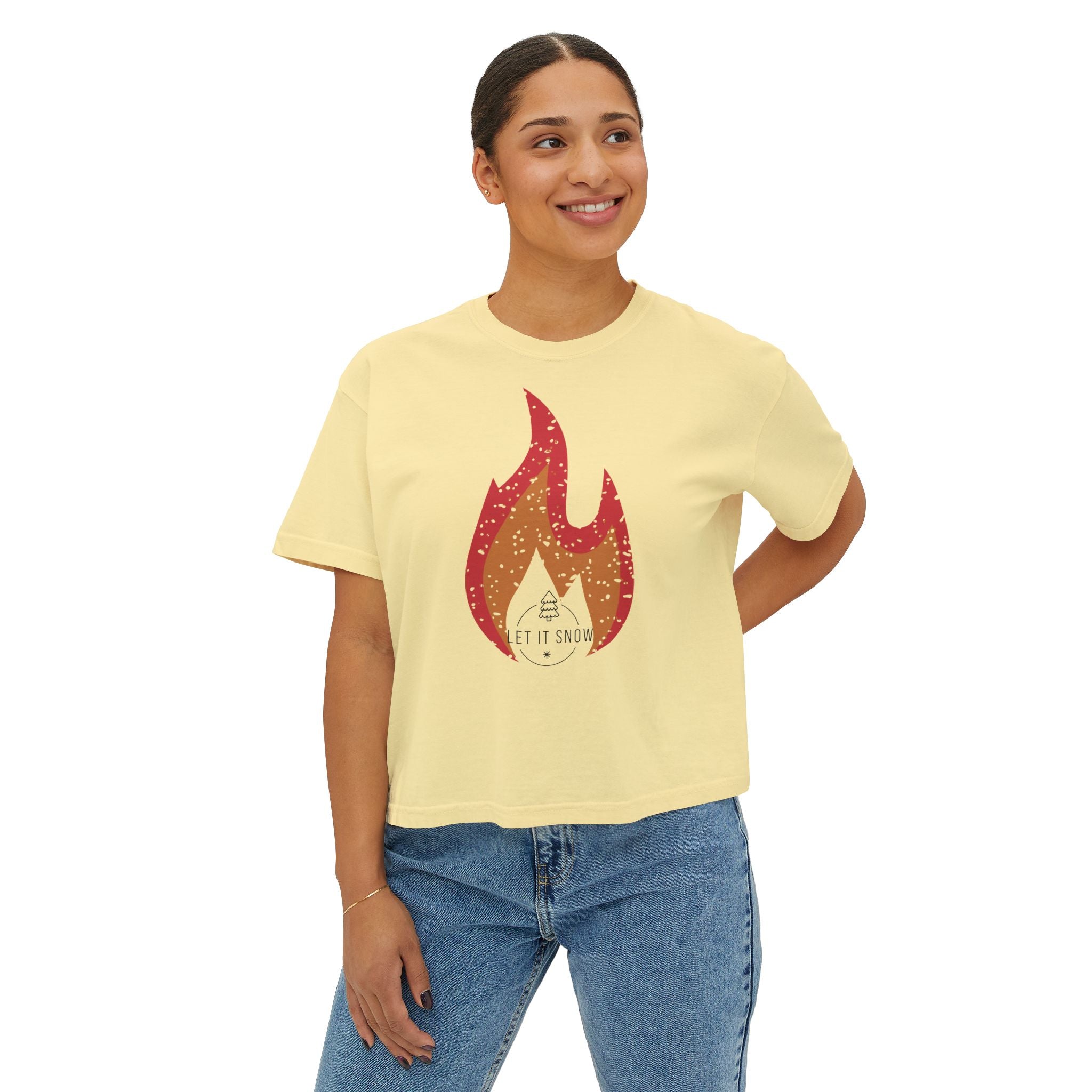 Boxy Tee - 'let it Snow' Design - Winter Holiday Shirt