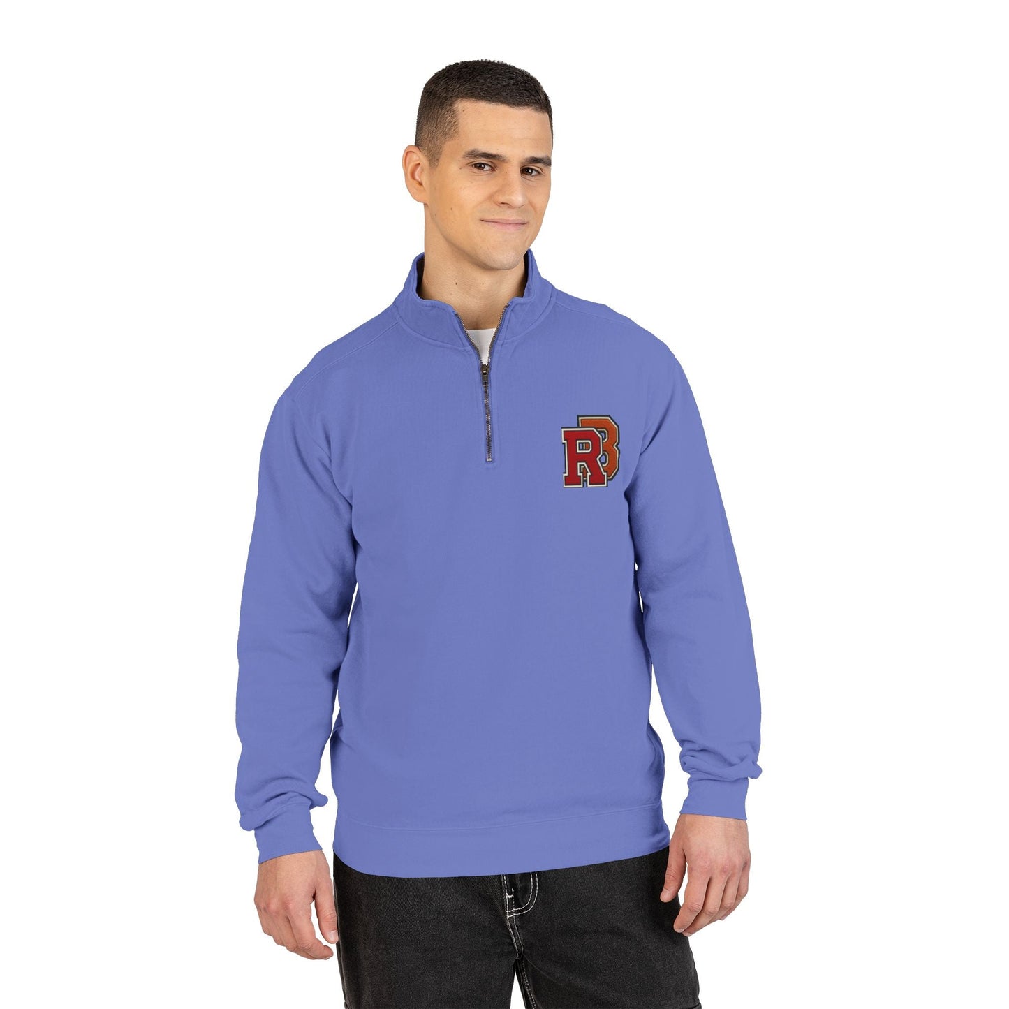 Quarter-Zip Sweatshirt — Retro 'RB' Varsity Logo Pullover Printify