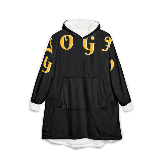 Cozy Unisex Hooded Blanket with Yoga Typography - Perfect for Relaxation and Lounging