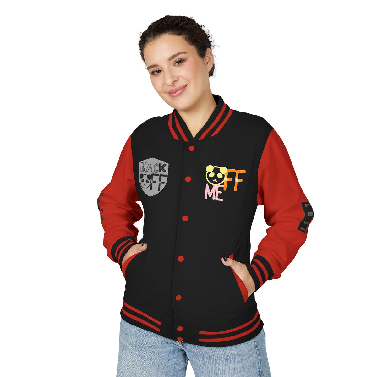 Unisex Heavyweight Letterman Jacket - Fun Panda Graphic Design