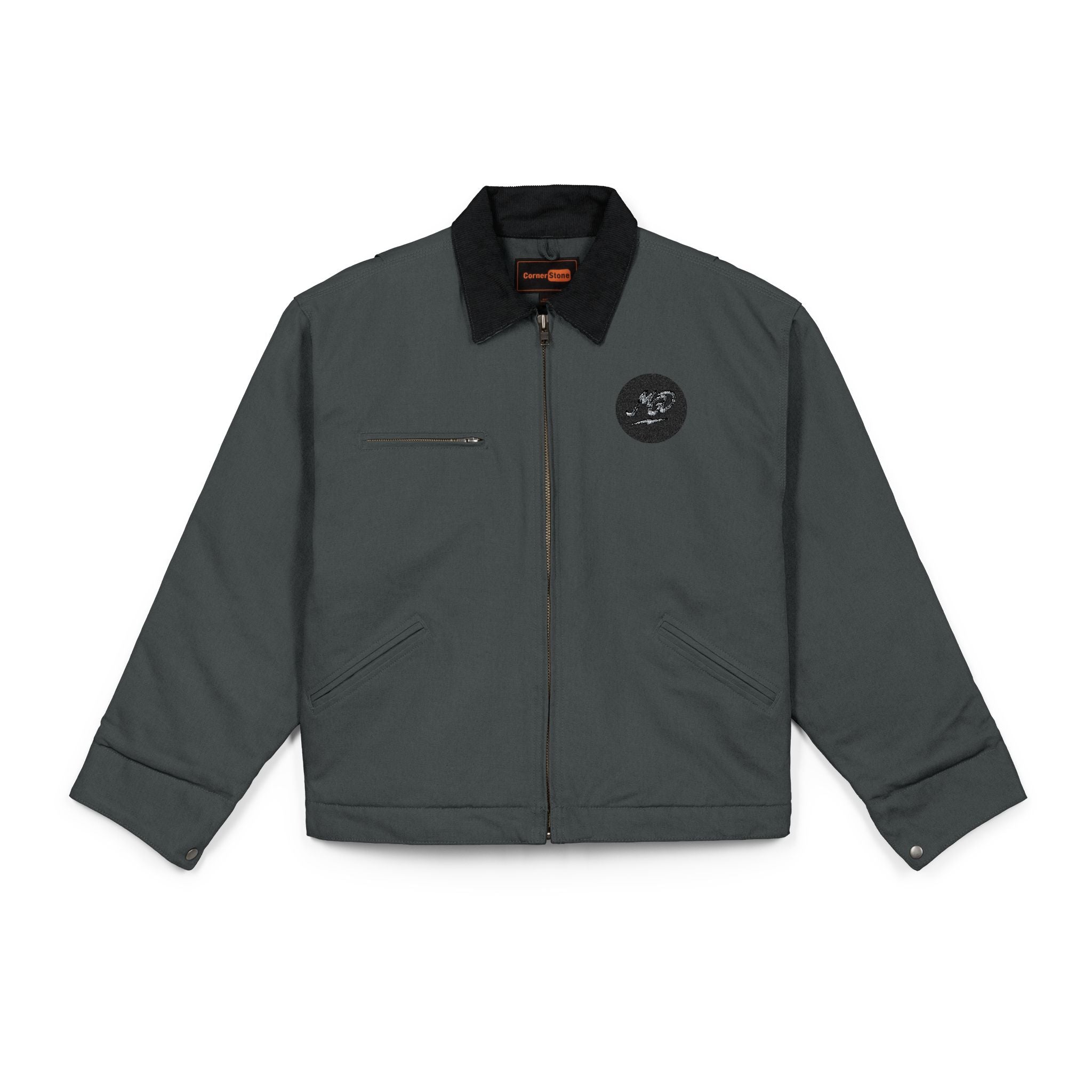 Embroidered Work Jacket - Durable Duck Cloth Utility Jacket with Chest Logo