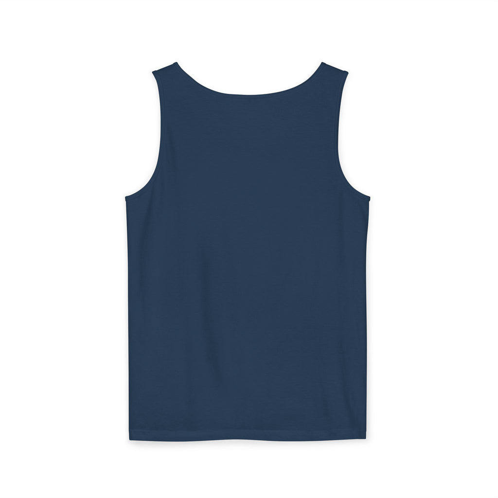 Unisex Garment-Dyed Tank Top - 'Hallo Hello Hate Less' Graphic Tee for Positive Vibes