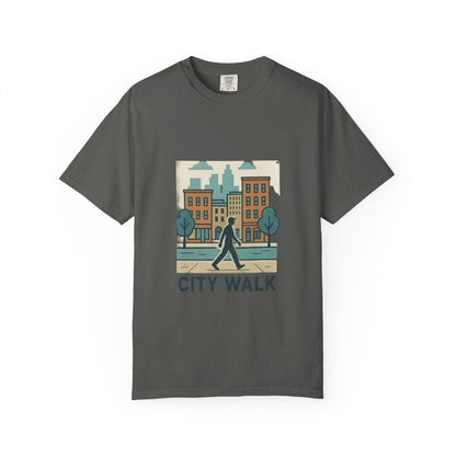 City Walk Unisex Garment-Dyed T-shirt, Urban Streetwear, Casual Fashion, Gift for City Lovers, Travel Enthusiast Apparel Printify
