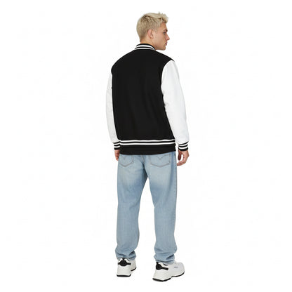 Varsity Letterman Jacket – Retro 'B' Patch Sleeve Design Printify