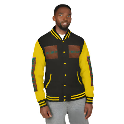 Unisex Heavyweight Letterman Jacket - Bold PUSHUP Design for Sporty Style Printify
