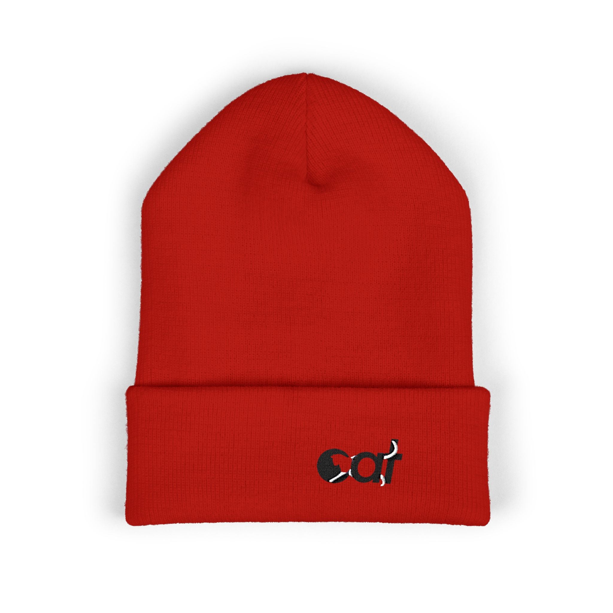 Beanie Hat Cat Design Embroidery
