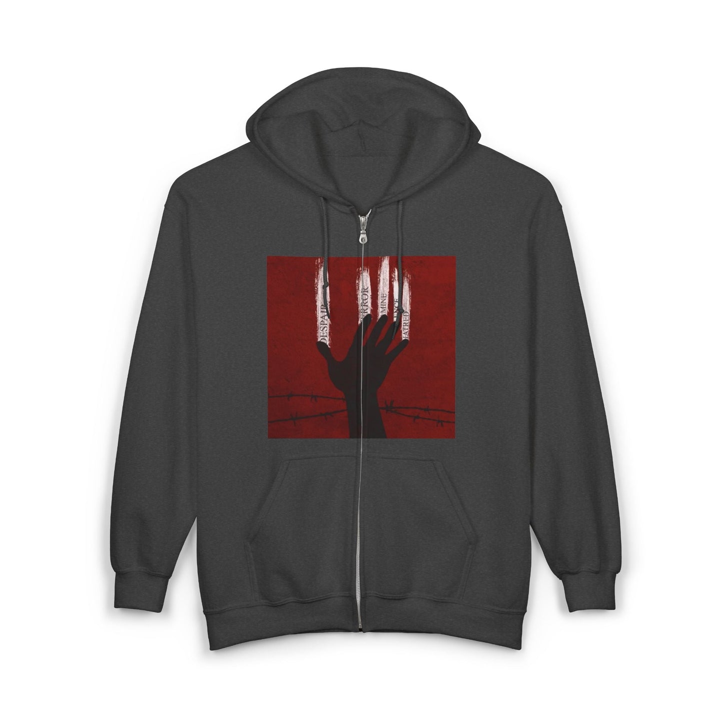 Unisex Zip Hoodie - Perfect for Spooky Season, Scary Movie Nights, Gift for Horror Fans, Unique Sweatshirt, Cozy Warmth Printify