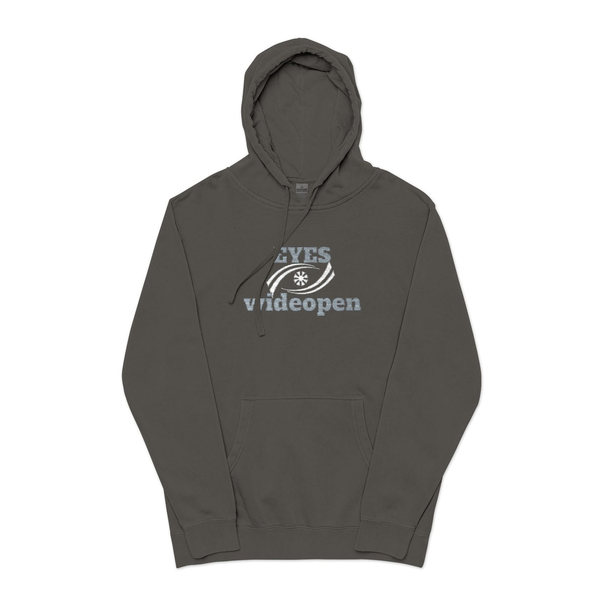 Embroidered Pigment-Dyed Hoodie - Eyes Wide Open Design Printify