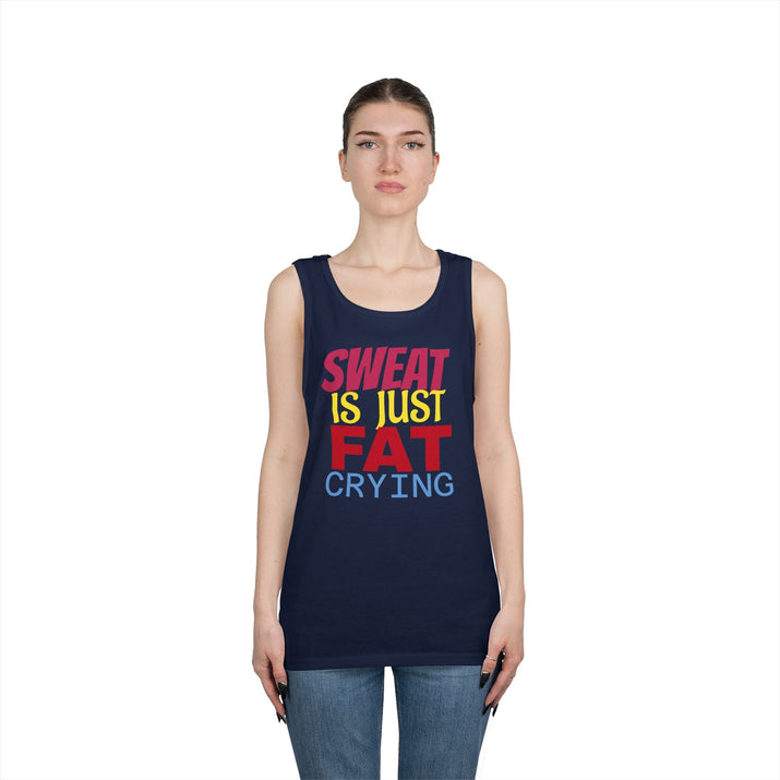 Sweat is Just Fat Crying Tank Top, Motivational Gym Shirt, Fitness Apparel, Unisex Workout Top, Summer Activewear, Gift for Fitness [...] Printify