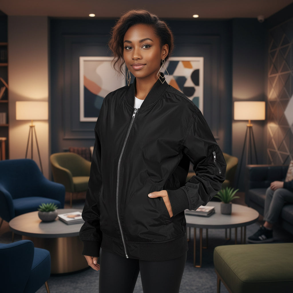 Sustainable Embroidered Bomber Jacket | Eco-Friendly Fashion, Streetwear Style, Gift for Her, Casual Wear, Fall Essentials Printify