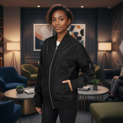 Sustainable Embroidered Bomber Jacket | Eco-Friendly Fashion, Streetwear Style, Gift for Her, Casual Wear, Fall Essentials Printify