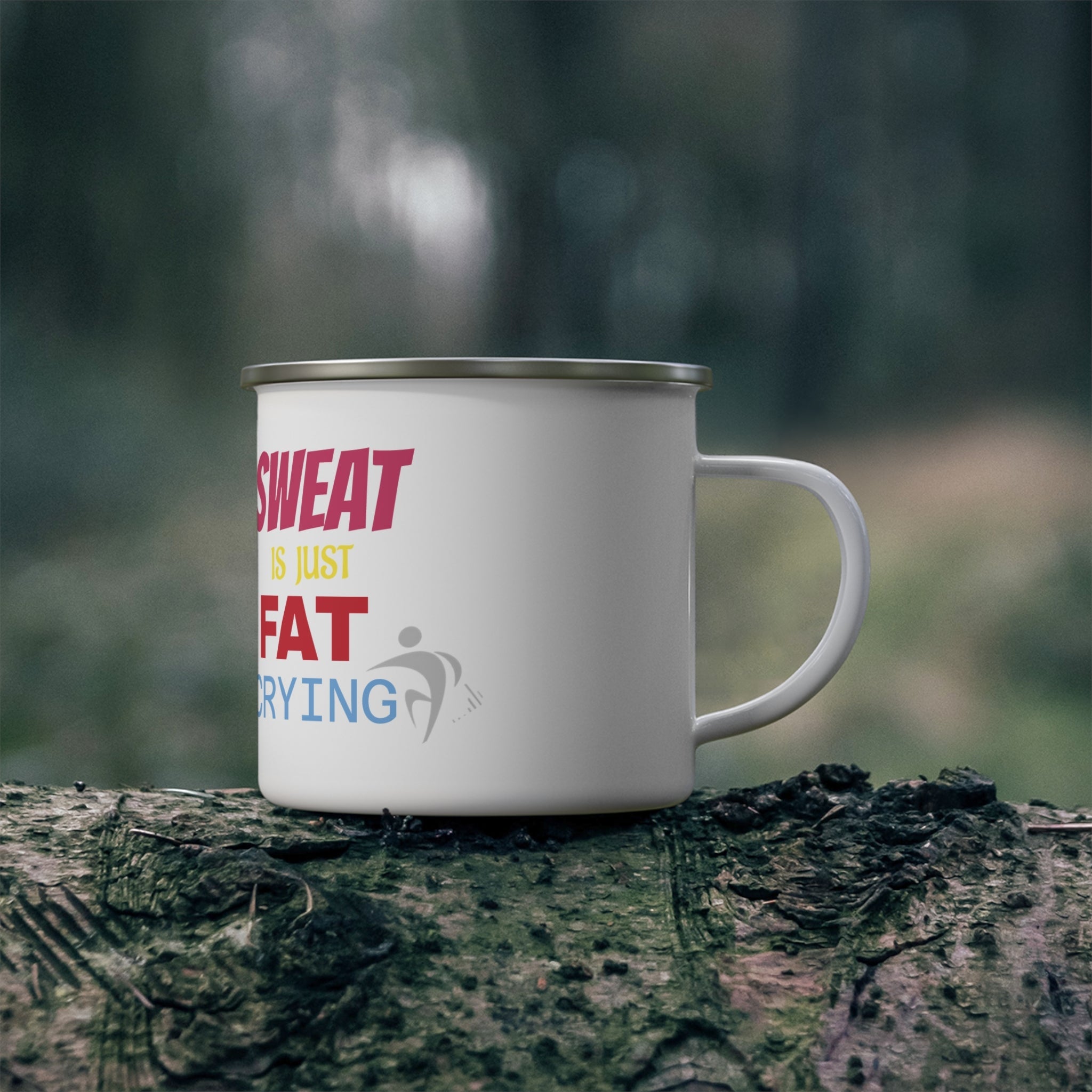 Motivational Enamel Camping Mug - Perfect for Fitness Lovers, Hikers, and Outdoor Adventurers - Great Gift for Holidays, Birthdays, [...] Printify