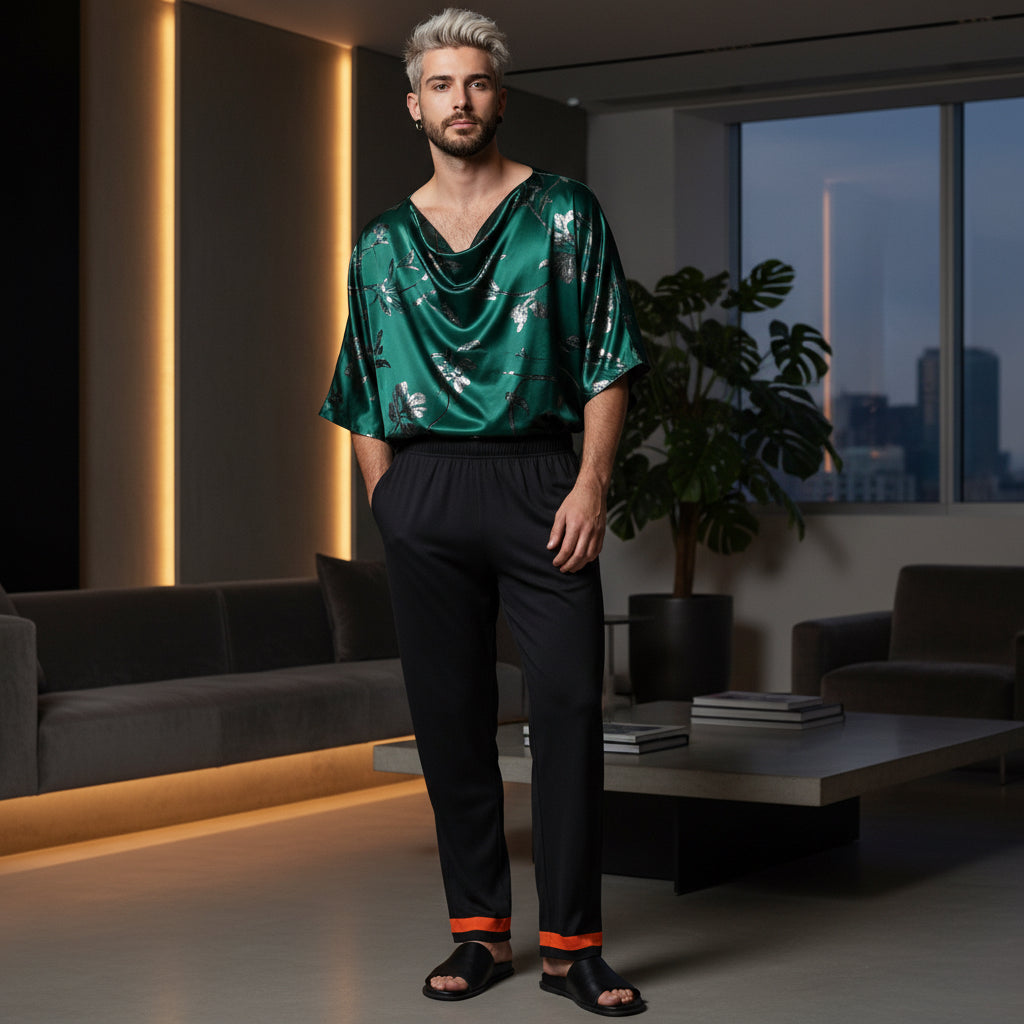 Men's Pajama Pants with Orange Trim Printify