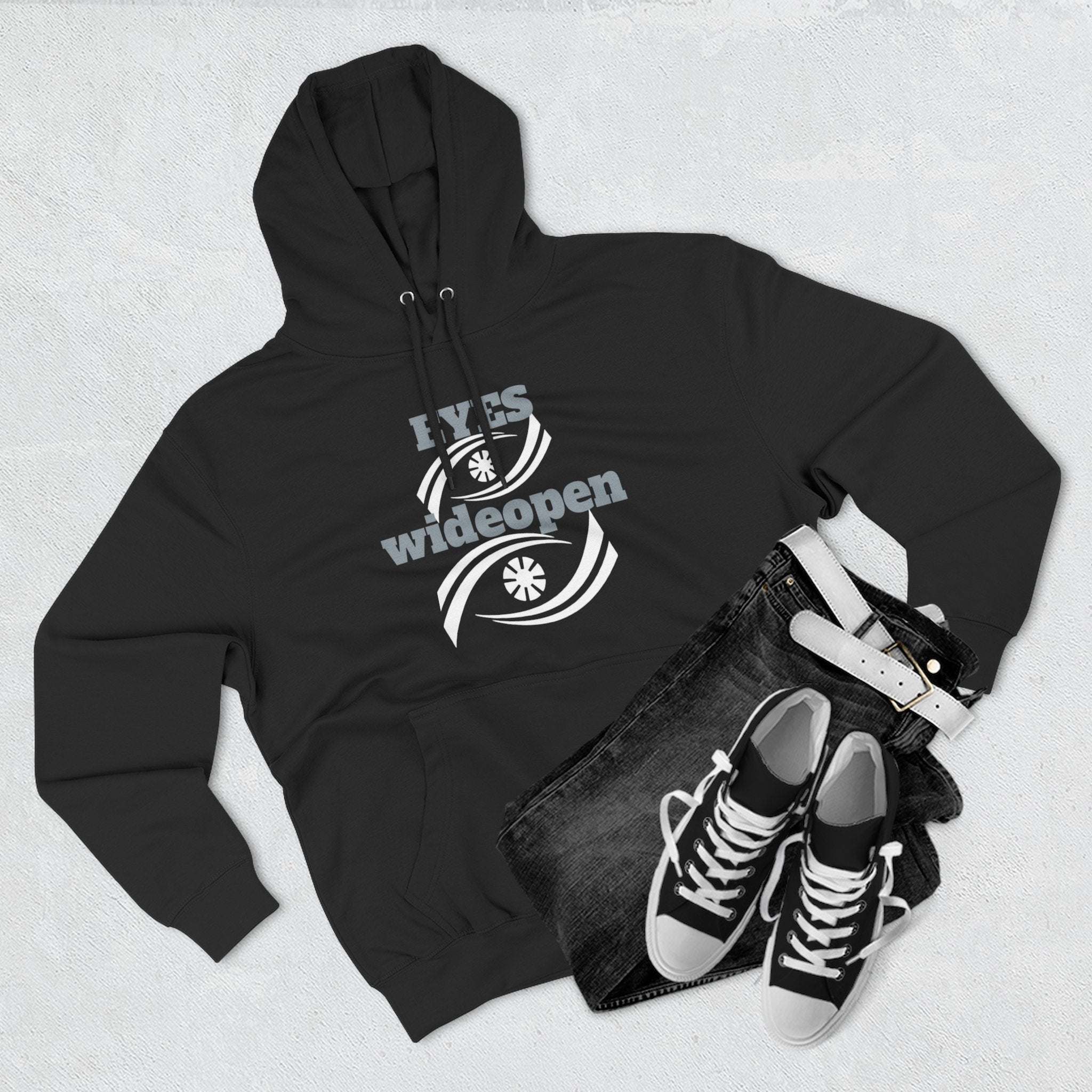 Fleece Hoodie, Cozy Warmth, Casual Style, Perfect for All Seasons, Gift for Friends, EYES wideopen Design