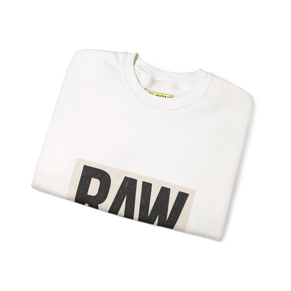 Stylish RAW Graphic Crewneck Sweatshirt, Unisex Casual Wear, Cozy Winter Layer, Trendy Streetwear, Perfect Gift for Him/Her Printify