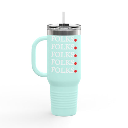 Folk-Inspired Insulated Travel Mug, 40oz - Perfect for Coffee Lovers, Outdoor Adventures, Family Gatherings, Gift Idea