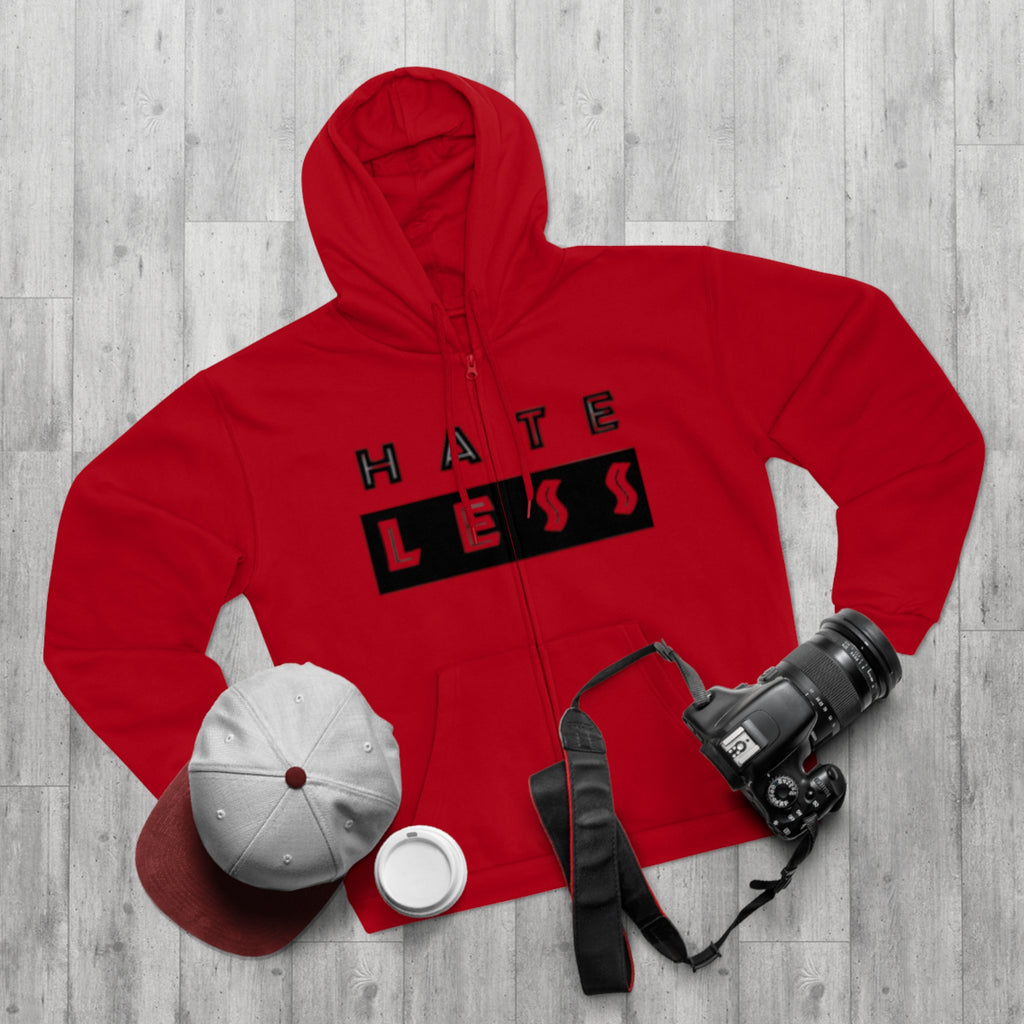 Unisex Hate Less Zip Hoodie - Comfortable & Stylish Sweatshirt for Positive Vibes
