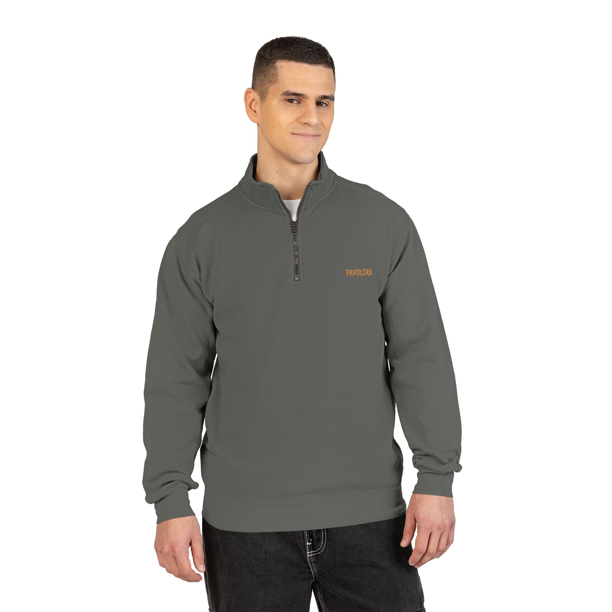Quarter-Zip Sweatshirt — 'Pavolira' Minimal Logo Pullover