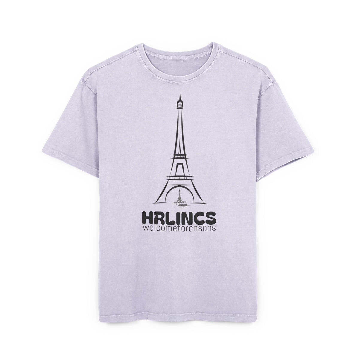Unisex  Acid Washed Heavy Oversize Tee-With Tower Design