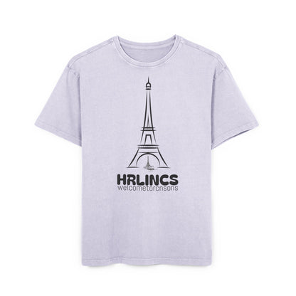 Unisex  Acid Washed Heavy Oversize Tee-With Tower Design