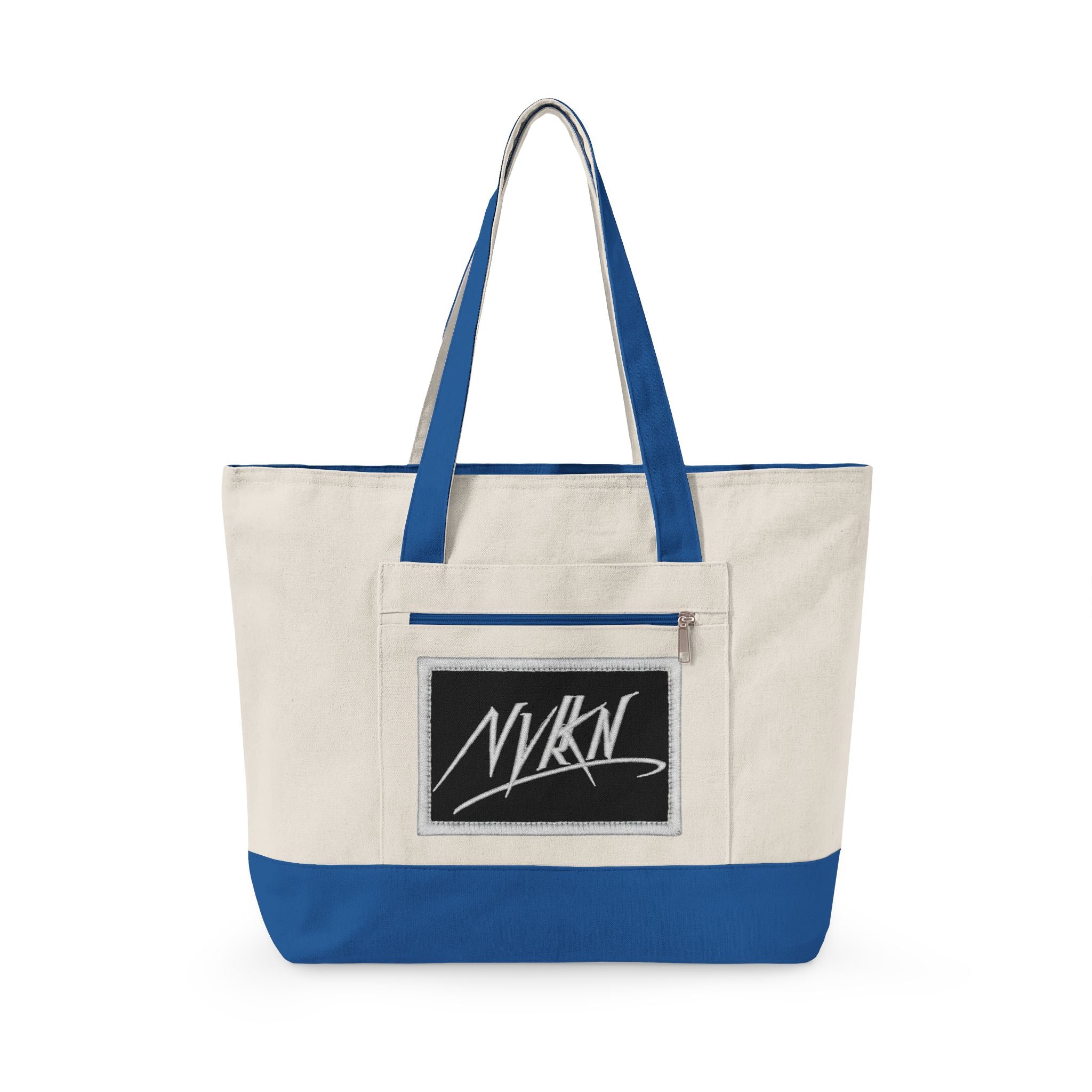 Canvas Tote Bag with NVKN Patch – Zippered Everyday Market Tote
